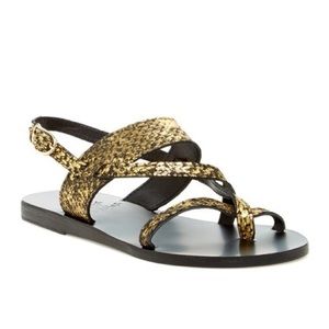 Ancient Greek Sandals Alethea Metallic Black Gold - US 6